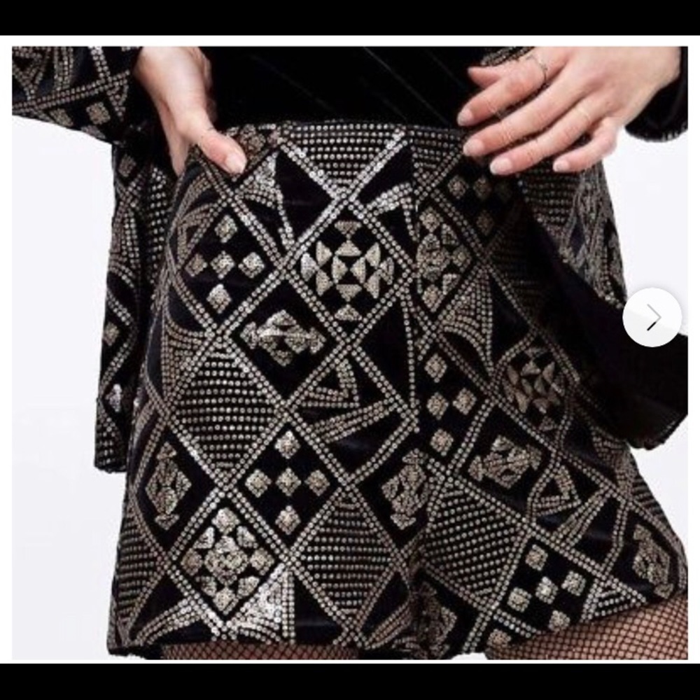 Zara sequin black shorts